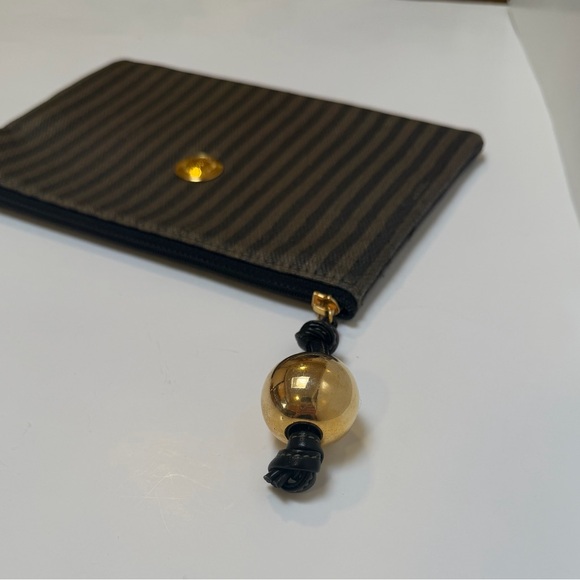 Fendi Leather Pequin Thin Striped Clutch, Pouch, Makeup Bag Vintage EUC - Picture 3 of 16